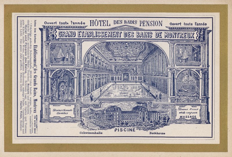 Publicité pour le Grand Établissement des Bains de Montreux - Swiss School