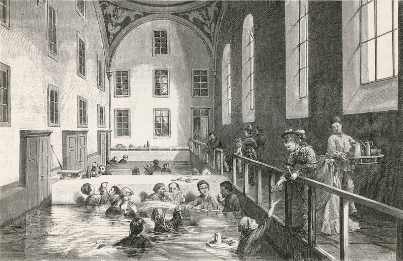 Dans les bains de gypse chaud de Loèche (Valais) - Swiss School