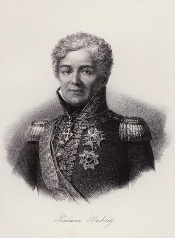 Niklaus Franz von Bachmann, général suisse ayant combattu dans les guerres napoléoniennes (gravure) - Swiss School