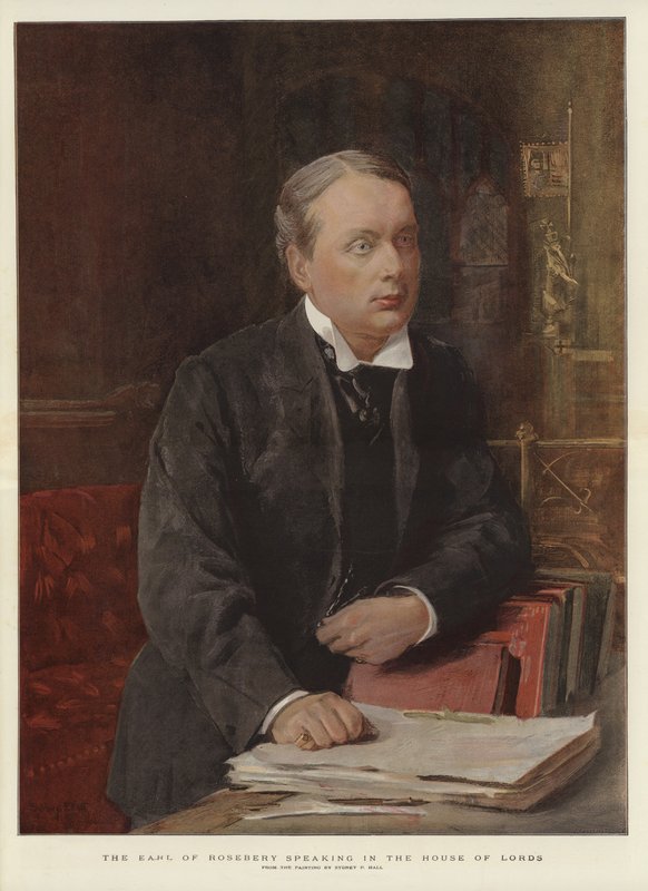Le comte de Rosebery parlant à la Chambre des lords (lithographie en couleur) - Sydney Prior (after) Hall