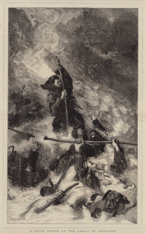 Une tempête de neige sur le Grand Saint-Bernard - Sydney Prior Hall