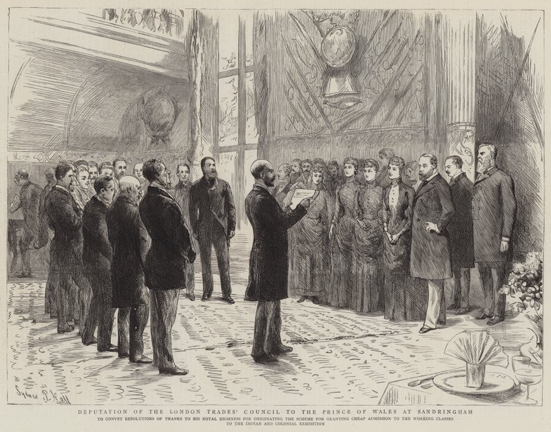 Députation du Conseil des métiers de Londres au Prince de Galles à Sandringham - Sydney Prior Hall