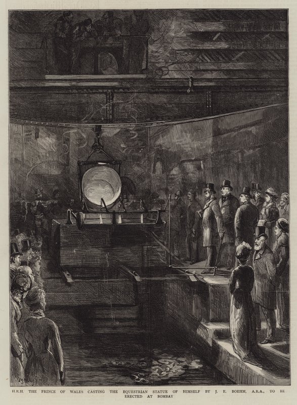 SAR le Prince de Galles fondant la statue équestre de lui-même par J E Boehm, ARA à ériger à Bombay - Sydney Prior Hall