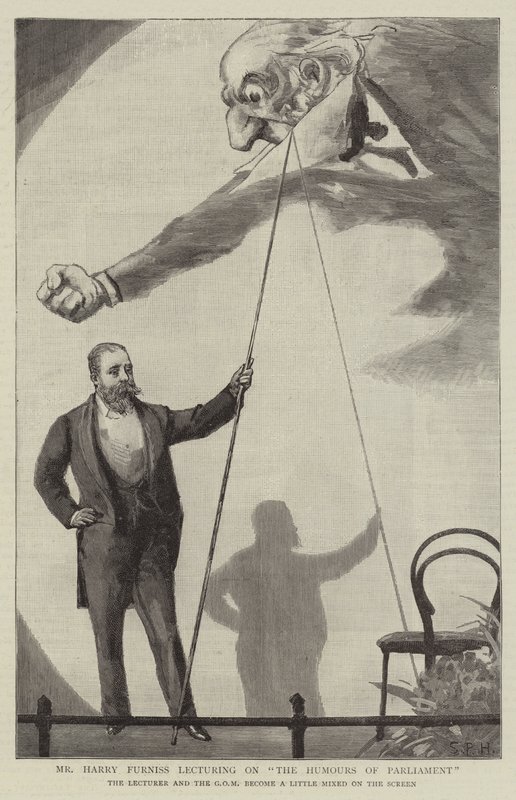 M. Harry Furniss donnant une conférence sur Les Humours du Parlement - Sydney Prior Hall