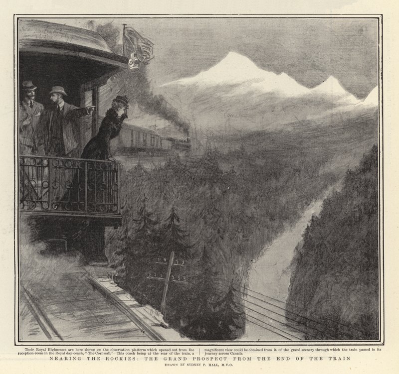 Approchant des Rocheuses, la grande perspective depuis la fin du train - Sydney Prior Hall