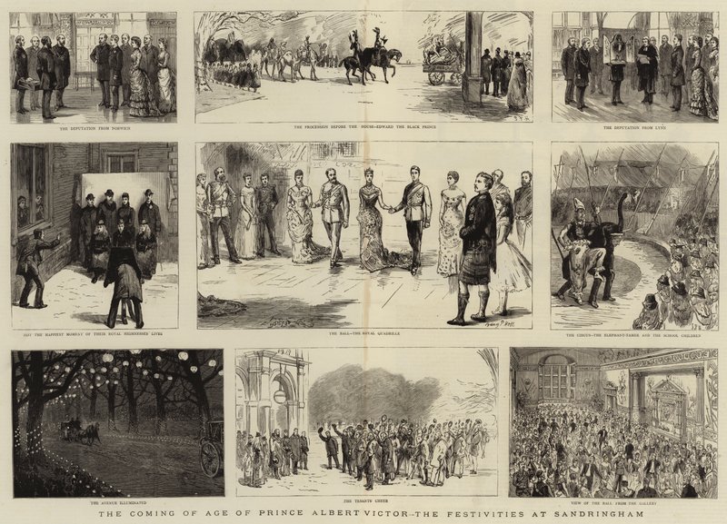 La majorité du prince Albert Victor, les festivités à Sandringham - Sydney Prior Hall