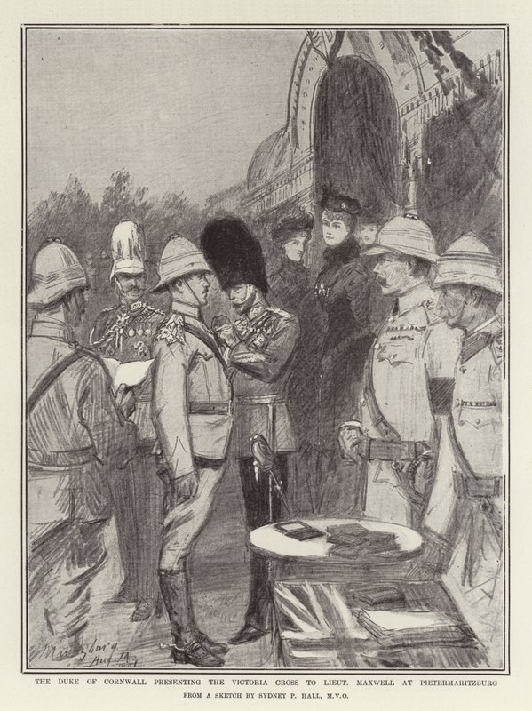 Le duc de Cornouailles présentant la Croix de Victoria au lieutenant Maxwell à Pietermaritzburg - Sydney Prior Hall