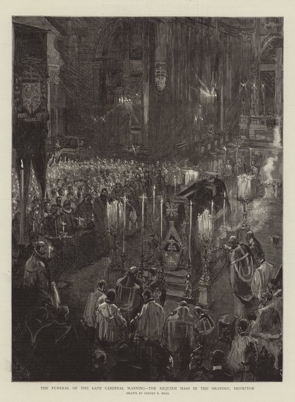 Les funérailles du défunt cardinal Manning, la messe de requiem à l