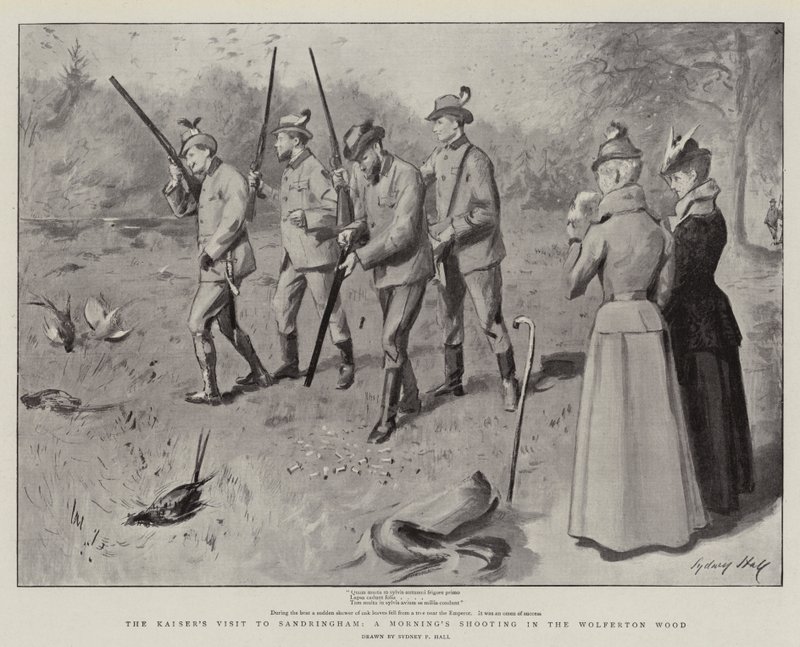 La visite du Kaiser à Sandringham, une matinée de chasse dans le bois de Wolferton - Sydney Prior Hall