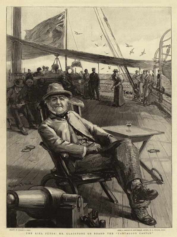 Les fêtes de Kiel, M. Gladstone à bord du Tantallon Castle - Sydney Prior Hall