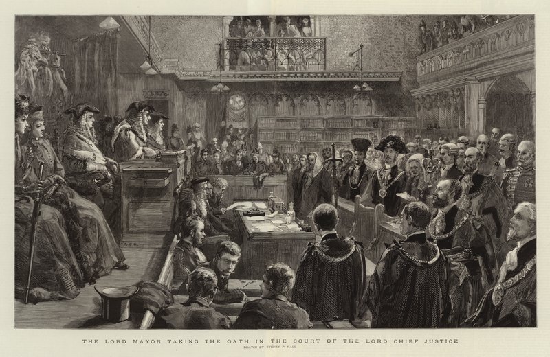 Le Maire prenant le serment dans la Cour du Lord Chief Justice - Sydney Prior Hall