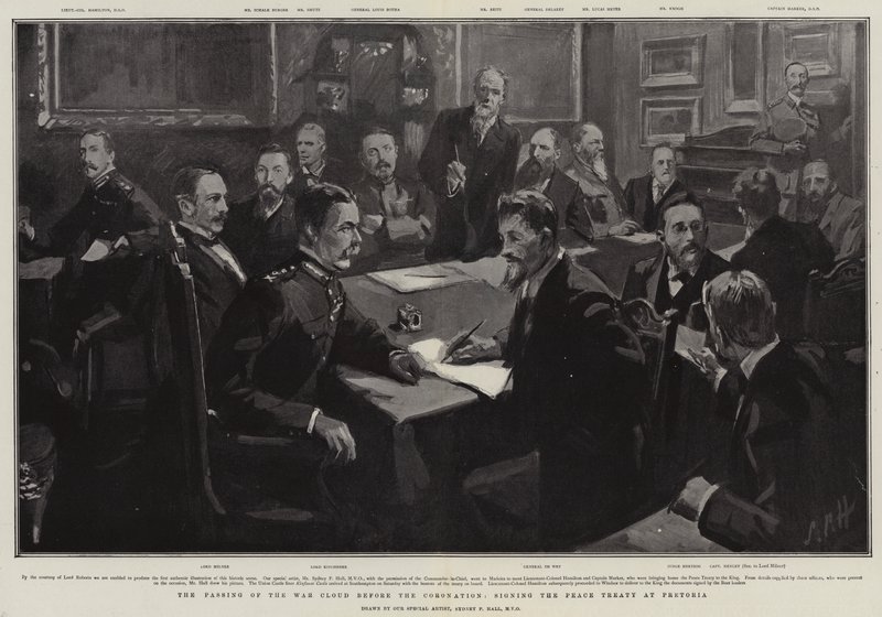 Le Passage du Nuage de Guerre avant le Couronnement, signature du Traité de Paix à Pretoria - Sydney Prior Hall