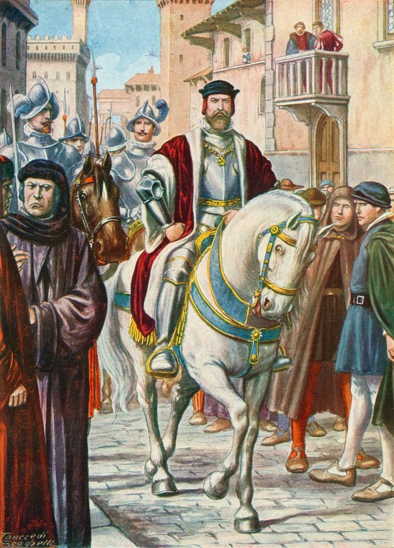 Cosme Ier avec ses gardes espagnols et allemands qui le suivaient toujours - Tancredi Scarpelli