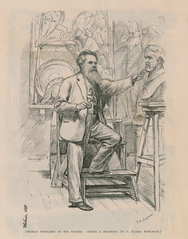 Le sculpteur Thomas Woolner travaillant dans son atelier - Theodore Blake Wirgman