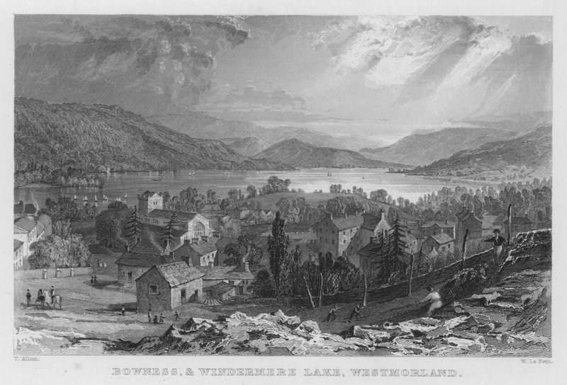 Bowness et Lac Windermere, Westmorland (gravure) - Thomas (after) Allom