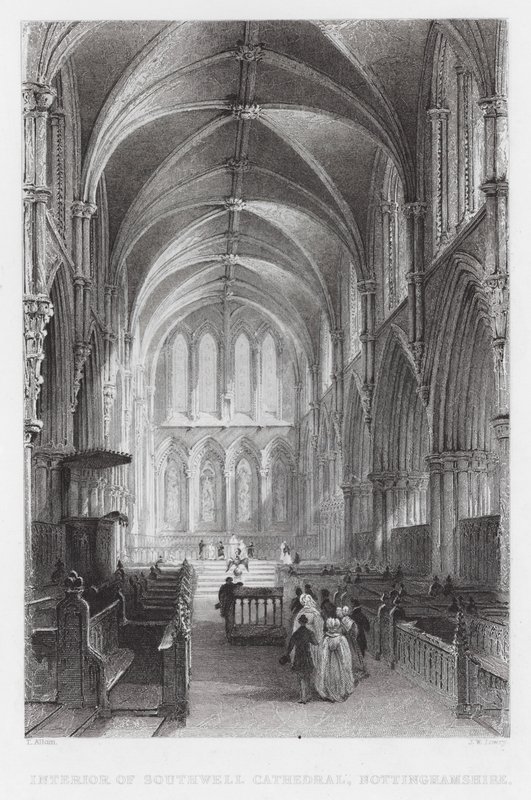 Intérieur de la cathédrale de Southwell, Nottinghamshire (gravure) - Thomas (after) Allom