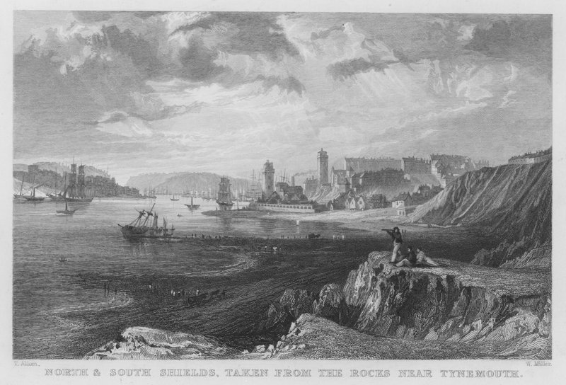 North et South Shields, pris des rochers près de Tynemouth - Thomas (after) Allom