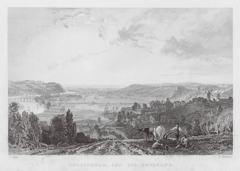Nottingham et ses environs (gravure) - Thomas (after) Allom