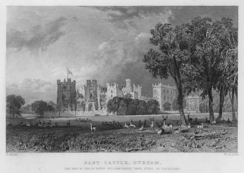 Château de Raby, Durham, la résidence de William-Harry Vane, Duc de Cleveland - Thomas (after) Allom