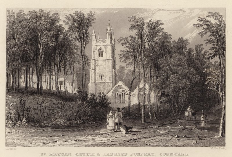 Église de St Mawgan et couvent de Lanhern, Cornouailles - Thomas (after) Allom