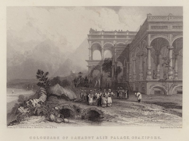 Colonnade du palais de Sahadut Ali, Ghazipore - Thomas Colman (after) Dibdin