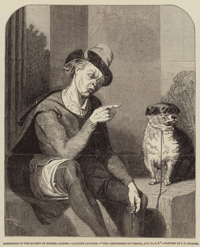 La conférence de Launce, Deux Gentilshommes de Vérone, Acte IV, Scène 4 - Thomas Francis Dicksee