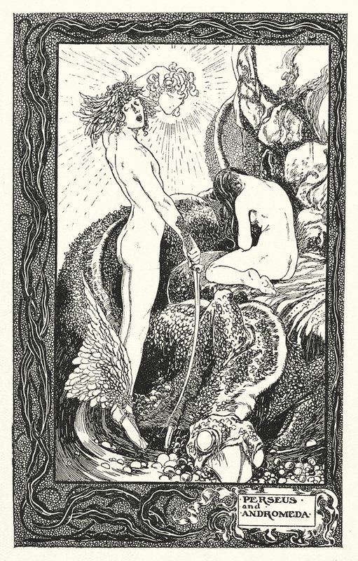 Persée et Andromède (lithographie) - Thomas Heath Robinson