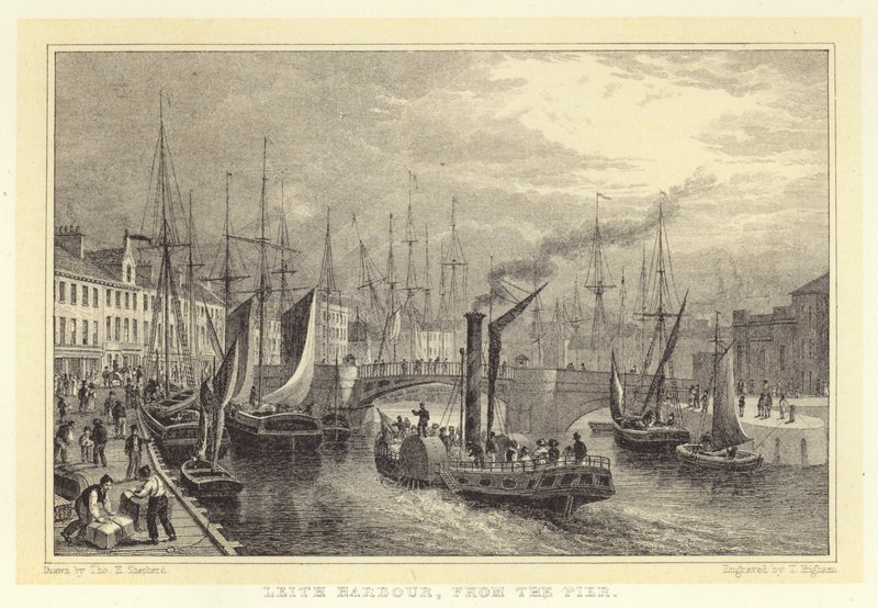 Port de Leith, depuis la jetée (gravure) - Thomas Hosmer (after) Shepherd