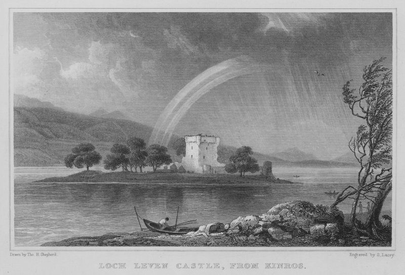 Château de Loch Leven, depuis Kinros - Thomas Hosmer Shepherd