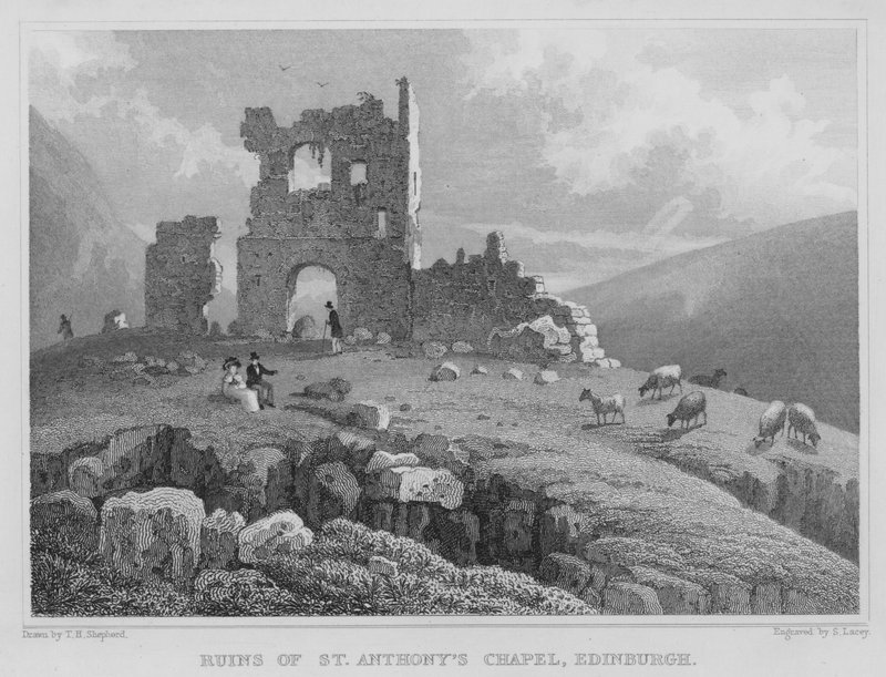 Ruines de la chapelle St Anthony, Édimbourg (gravure) - Thomas Hosmer Shepherd