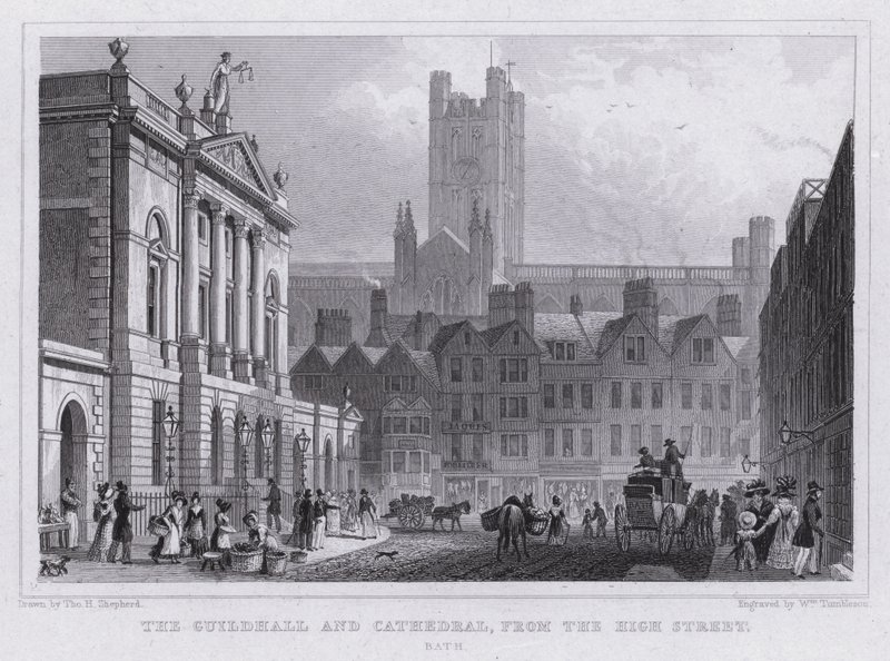 La Guildhall et la Cathédrale, depuis High Street, Bath - Thomas Hosmer Shepherd