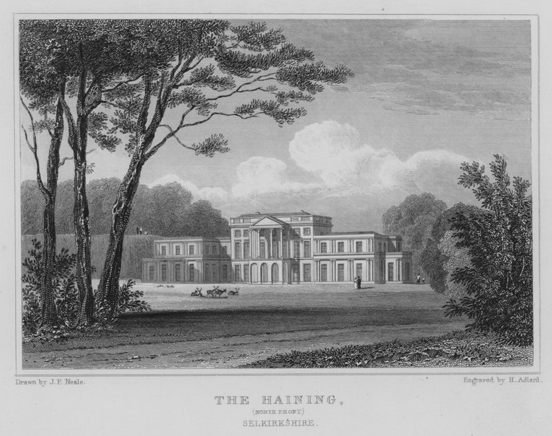 Le Haining, façade nord, Selkirkshire (gravure) - Thomas Hosmer Shepherd