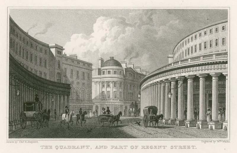Le Quadrant et une partie de Regent Street, Londres - Thomas Hosmer Shepherd