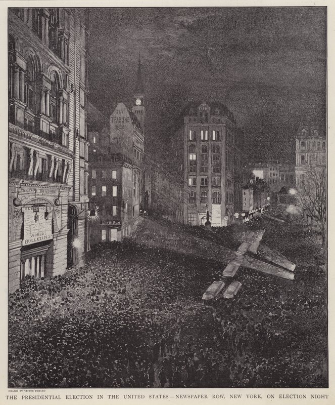 Newspaper Row, New York City, la nuit de l