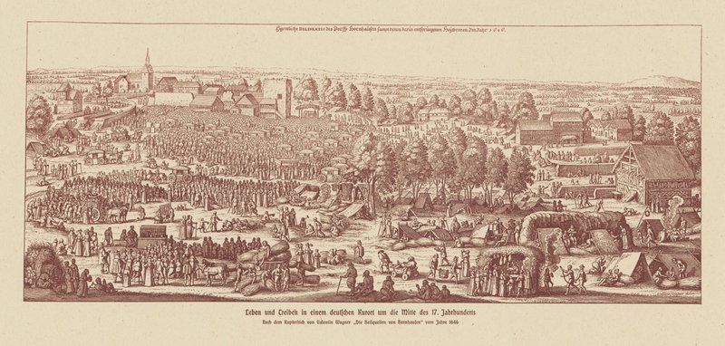 La vie dans une ville thermale allemande vers le milieu du XVIIe siècle (gravure) - Valentin Wagner