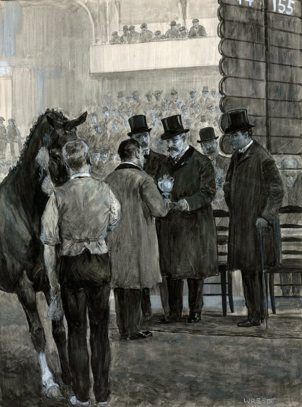 Le roi Édouard VII au Hackney Horse Show remettant la coupe - W.R.S. Stott