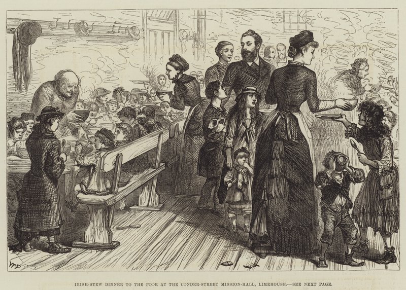 Dîner de Ragoût Irlandais pour les Pauvres à la Mission de Conder-Street, Limehouse - Walter Paget