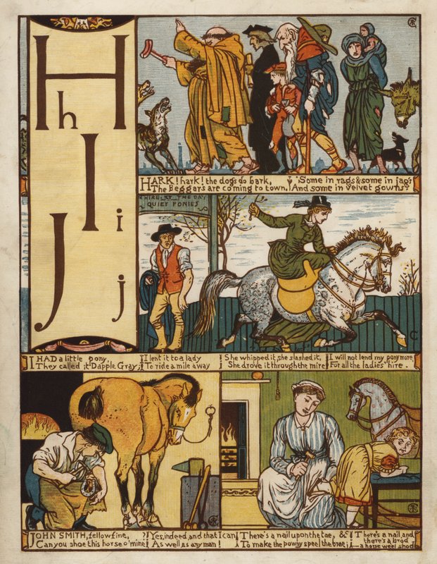 Alphabet (lithographie en couleur) - Walter Crane