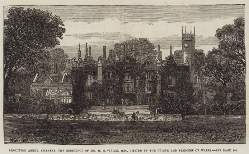 Abbaye de Singleton, Swansea, la résidence de M. H H Vivian, MP, visitée par le prince et la princesse de Galles - Walter Paget