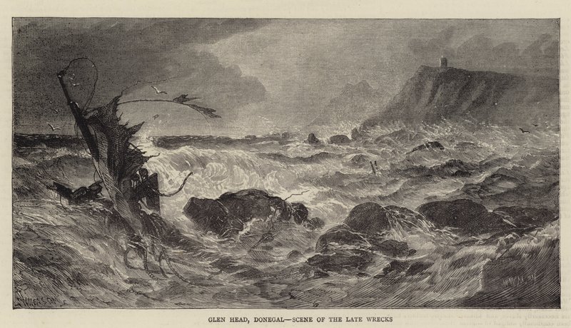 Glen Head, Donegal, scène des récents naufrages - Walter William May