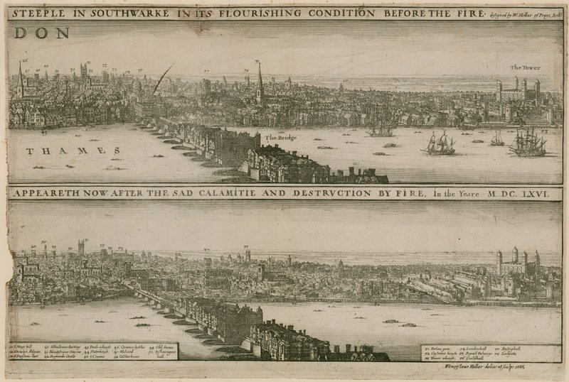 Londres, avant et après le Grand Incendie - Wenceslaus Hollar