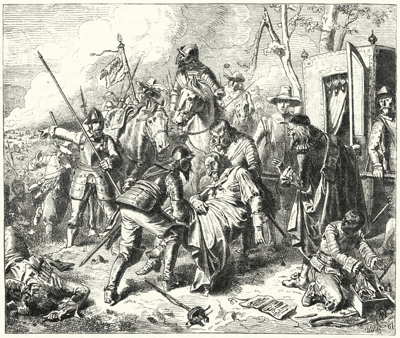 Le comte Tilly mortellement blessé à la bataille de Rain, 1632 - Wilhelm Camphausen
