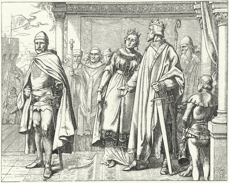 Ernest II, duc de Souabe, devant le roi Conrad II d