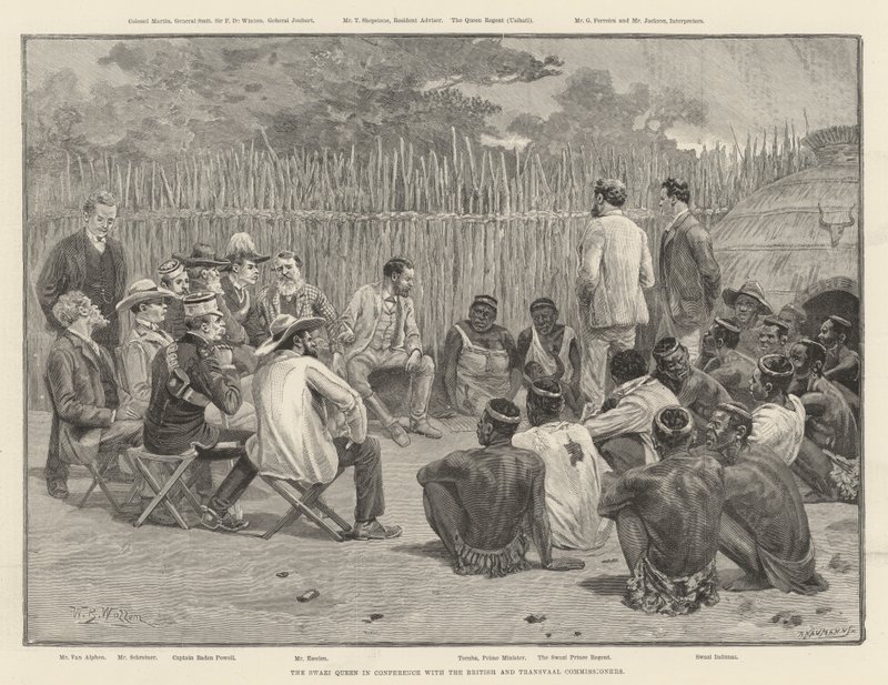 La Reine Swazi en conférence avec les commissaires britanniques et du Transvaal - William Barnes Wollen