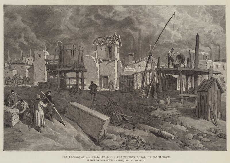 Les puits de pétrole à Bakou, le Tcherny Gorod, ou Ville Noire - William Crimea Simpson
