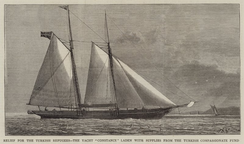 Secours pour les réfugiés turcs, le yacht Constance chargé de provisions du Fonds de Compassion Turc - William Edward Atkins