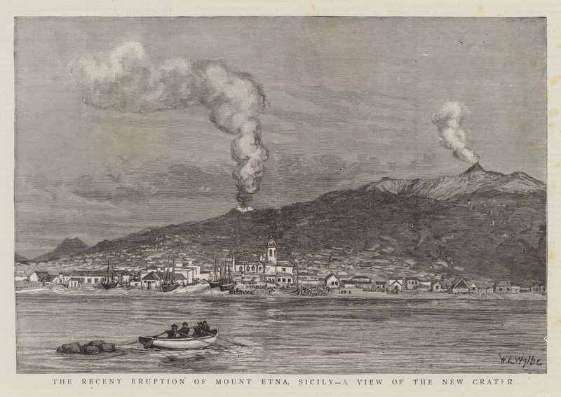 La récente éruption du mont Etna, Sicile, vue du nouveau cratère - William Lionel Wyllie