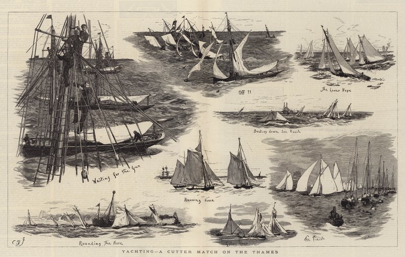 Yachting, une course de cutter sur la Tamise - William Lionel Wyllie