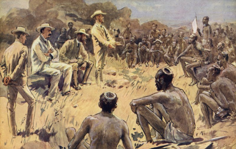 Cecil Rhodes en conseil avec les chefs Matabele - William Rainey