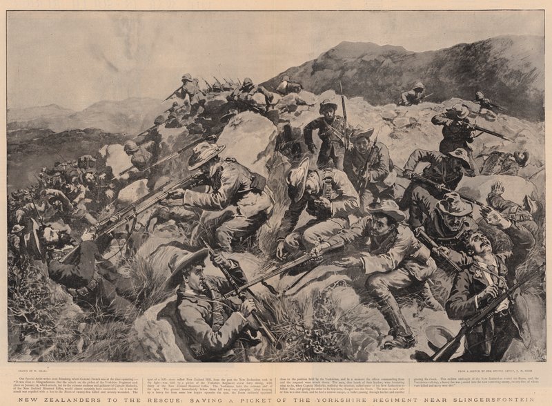 Les Néo-Zélandais à la rescousse, sauvant un piquet du régiment du Yorkshire près de Slingersfontein - William Small